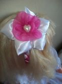 Arco de tecido rosa com branco #A012
