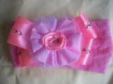 Tiara rosa buclê #B03