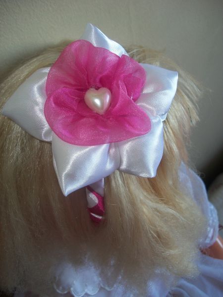 Arco de tecido rosa com branco #A012