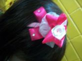 Arco de tecido rosa com branco #A01