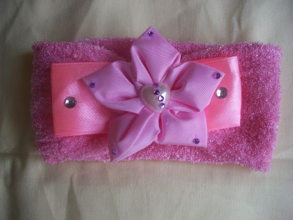 Tiara rosa buclê #B04
